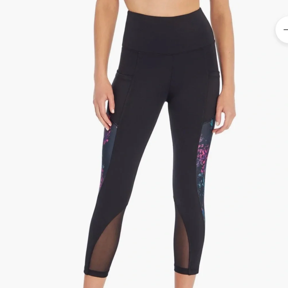 Marika mesh crystal Dye Yoga Capris mckenna black purple pink - Picture 2 of 10